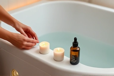 Setting up a spa atmosphere around a portable bathtub